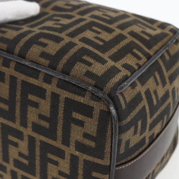 FENDI Zucca Canvas Vanity Pouch Black Brown Auth 164221
