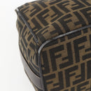 FENDI Zucca Canvas Vanity Pouch Black Brown Auth 164221-18