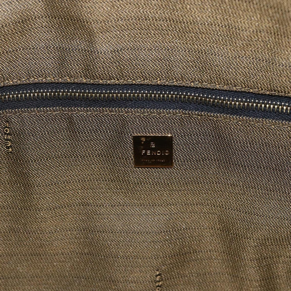 FENDI Zucca Canvas Vanity Pouch Black Brown Auth 164221