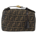 FENDI Zucca Canvas Vanity Pouch Black Brown Auth 164221-13