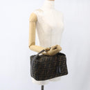 FENDI Zucca Canvas Vanity Pouch Black Brown Auth 164221-24