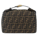 FENDI Zucca Canvas Vanity Pouch Black Brown Auth 164221-2