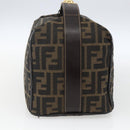 FENDI Zucca Canvas Vanity Pouch Black Brown Auth 164221-3