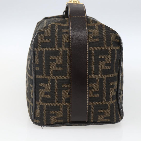 FENDI Zucca Canvas Vanity Pouch Black Brown Auth 164221