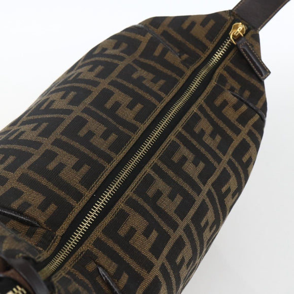 FENDI Zucca Canvas Vanity Pouch Black Brown Auth 164221