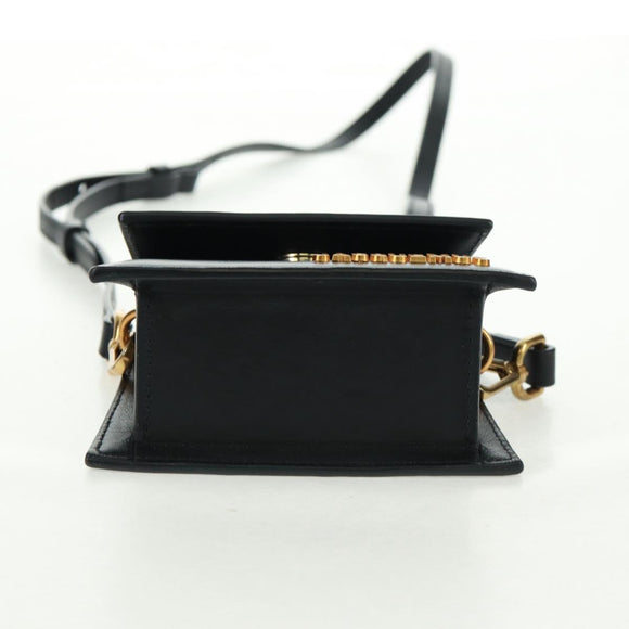 JACQUEMUS Chiquito Hand Bag Leather 2way Black Gold Auth 164223M