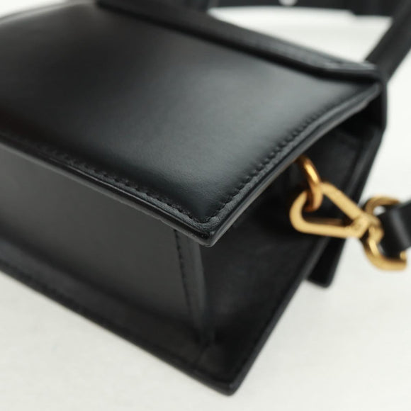 JACQUEMUS Chiquito Hand Bag Leather 2way Black Gold Auth 164223M