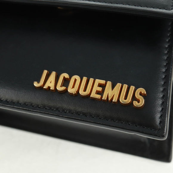 JACQUEMUS Chiquito Hand Bag Leather 2way Black Gold Auth 164223M