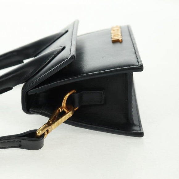 JACQUEMUS Chiquito Hand Bag Leather 2way Black Gold Auth 164223M