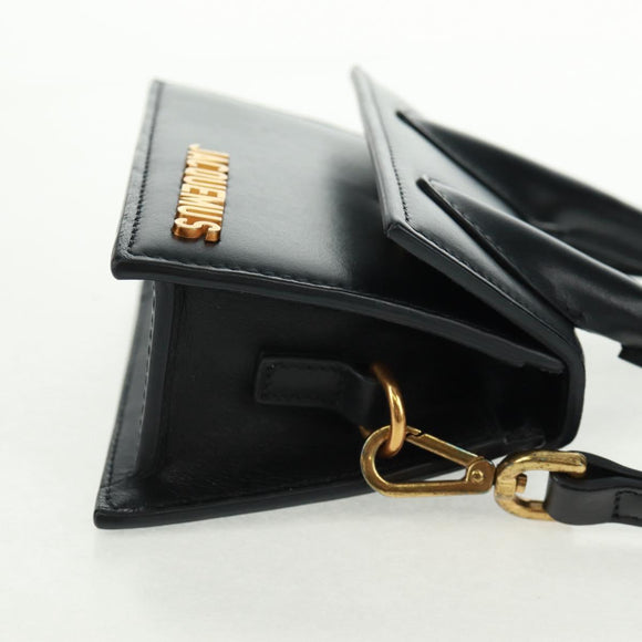 JACQUEMUS Chiquito Hand Bag Leather 2way Black Gold Auth 164223M