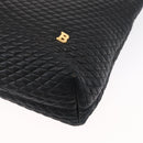 BALLY Quilted Chain Shoulder Bag Leather Black Gold Auth 164225-14