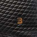 BALLY Quilted Chain Shoulder Bag Leather Black Gold Auth 164225-17
