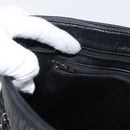 BALLY Quilted Chain Shoulder Bag Leather Black Gold Auth 164225-21