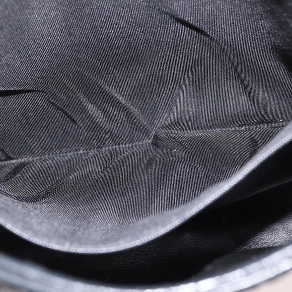 BALLY Quilted Chain Shoulder Bag Leather Black Gold Auth 164225