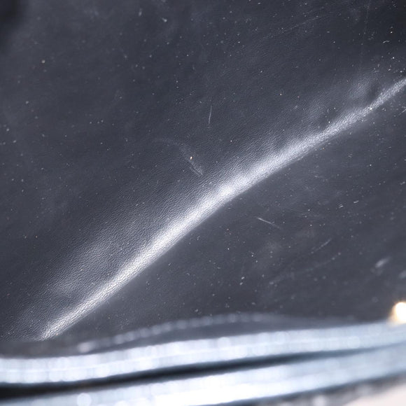 BALLY Quilted Chain Shoulder Bag Leather Black Gold Auth 164225