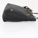BALLY Quilted Chain Shoulder Bag Leather Black Gold Auth 164225-3