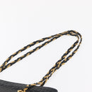 BALLY Quilted Chain Shoulder Bag Leather Black Gold Auth 164225-8