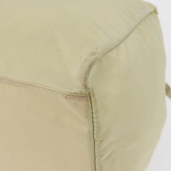 PRADA Hand Bag Nylon Ivory Silver Auth 164232