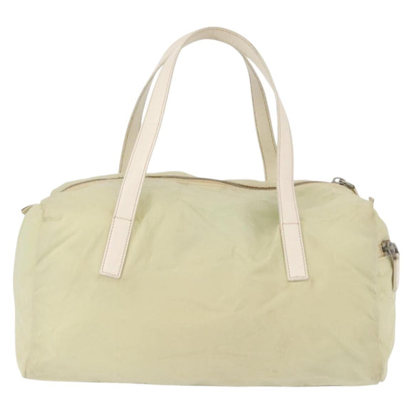 PRADA Hand Bag Nylon Ivory Silver Auth 164232