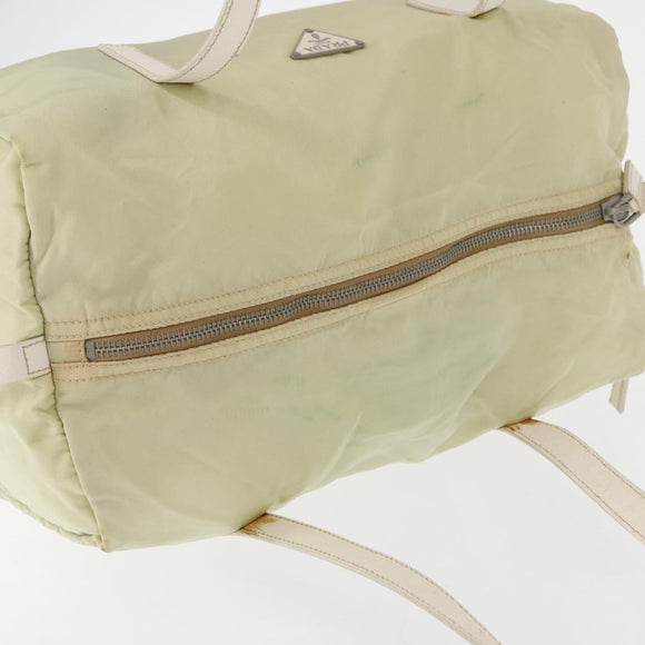 PRADA Hand Bag Nylon Ivory Silver Auth 164232