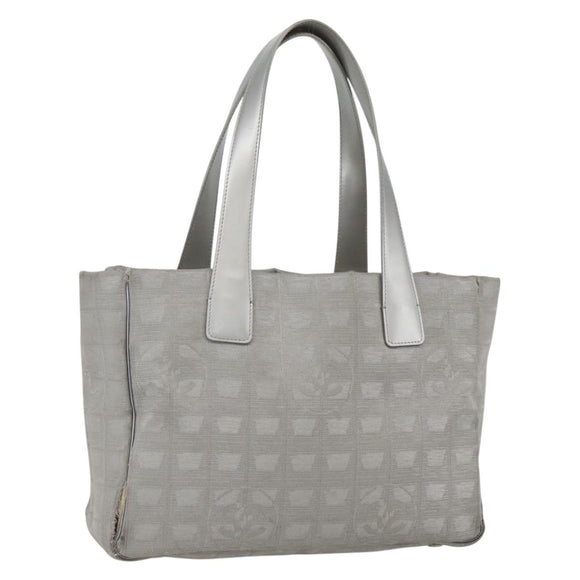 CHANEL New Travel line Tote Bag Silver CC Auth 164236