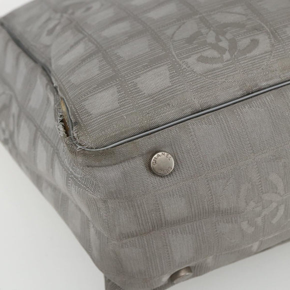 CHANEL New Travel line Tote Bag Silver CC Auth 164236