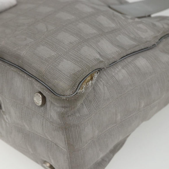 CHANEL New Travel line Tote Bag Silver CC Auth 164236