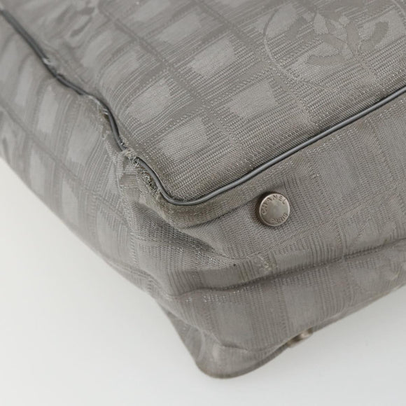 CHANEL New Travel line Tote Bag Silver CC Auth 164236
