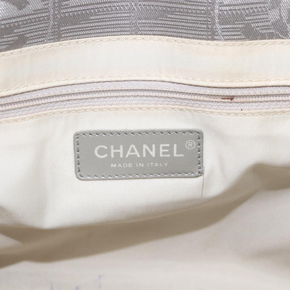 CHANEL New Travel line Tote Bag Silver CC Auth 164236