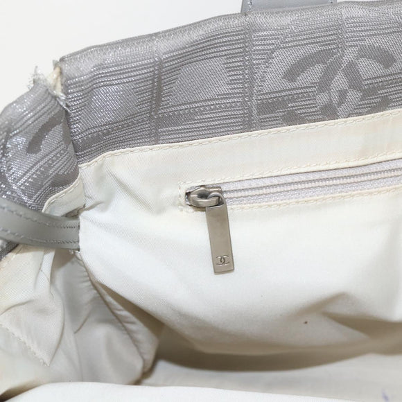 CHANEL New Travel line Tote Bag Silver CC Auth 164236