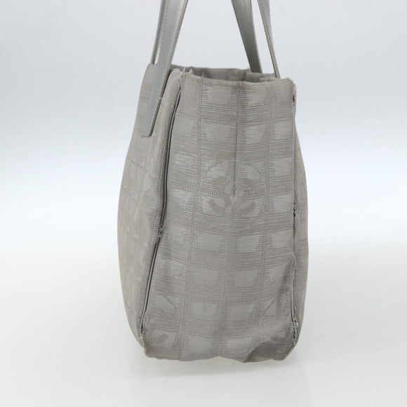 CHANEL New Travel line Tote Bag Silver CC Auth 164236