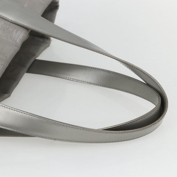 CHANEL New Travel line Tote Bag Silver CC Auth 164236