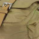 PRADA Shoulder Bag Nylon Beige Silver Auth 164243-9