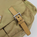 PRADA Shoulder Bag Nylon Beige Silver Auth 164243-18