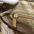 PRADA Shoulder Bag Nylon Beige Silver Auth 164243-24
