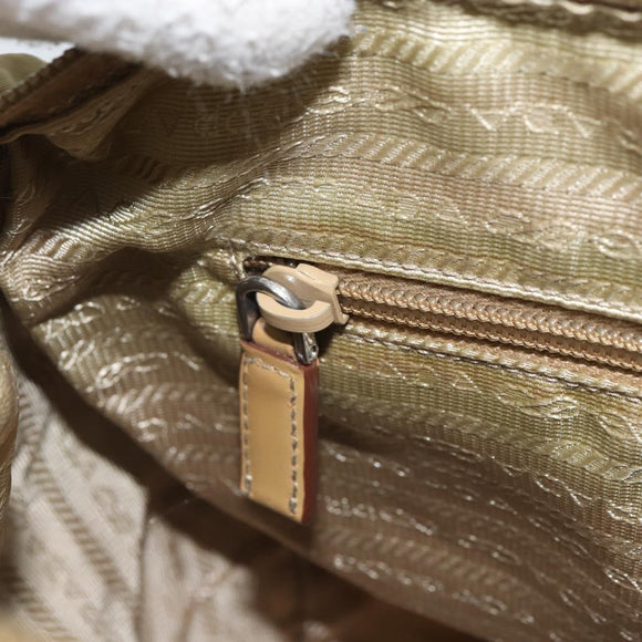 PRADA Shoulder Bag Nylon Beige Silver Auth 164243