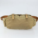 PRADA Shoulder Bag Nylon Beige Silver Auth 164243-5