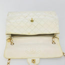 CHANEL Matelasse 30 Chain Shoulder Bag Patent leather White Gold CC Auth 164245-21