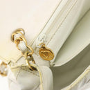 CHANEL Matelasse 30 Chain Shoulder Bag Patent leather White Gold CC Auth 164245-25