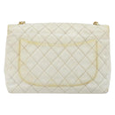 CHANEL Matelasse 30 Chain Shoulder Bag Patent leather White Gold CC Auth 164245-2