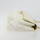 CHANEL Matelasse 30 Chain Shoulder Bag Patent leather White Gold CC Auth 164245-3