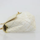 CHANEL Matelasse 30 Chain Shoulder Bag Patent leather White Gold CC Auth 164245-4