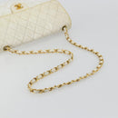 CHANEL Matelasse 30 Chain Shoulder Bag Patent leather White Gold CC Auth 164245-7