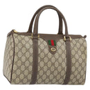 GUCCI GG Supreme Web Sherry Line Boston Bag PVC Beige Gold 40 02 007 Auth 164260-1