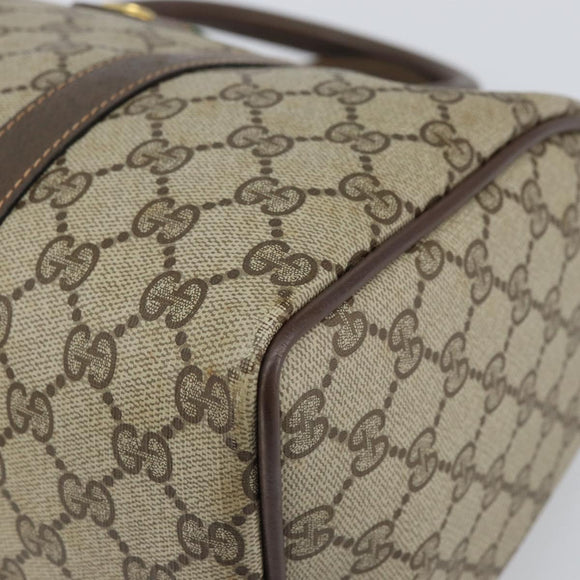 GUCCI GG Supreme Web Sherry Line Boston Bag PVC Beige Gold 40 02 007 Auth 164260
