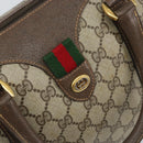 GUCCI GG Supreme Web Sherry Line Boston Bag PVC Beige Gold 40 02 007 Auth 164260-18
