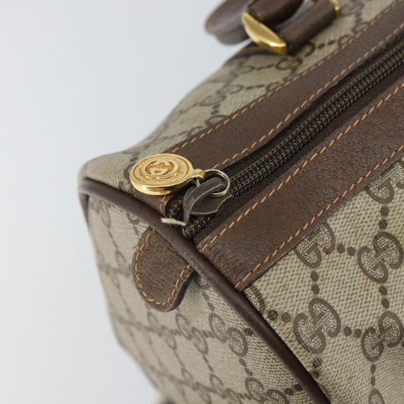 GUCCI GG Supreme Web Sherry Line Boston Bag PVC Beige Gold 40 02 007 Auth 164260