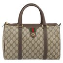 GUCCI GG Supreme Web Sherry Line Boston Bag PVC Beige Gold 40 02 007 Auth 164260-13
