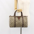 GUCCI GG Supreme Web Sherry Line Boston Bag PVC Beige Gold 40 02 007 Auth 164260-23