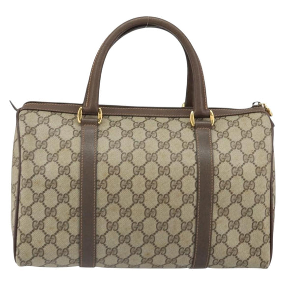 GUCCI GG Supreme Web Sherry Line Boston Bag PVC Beige Gold 40 02 007 Auth 164260